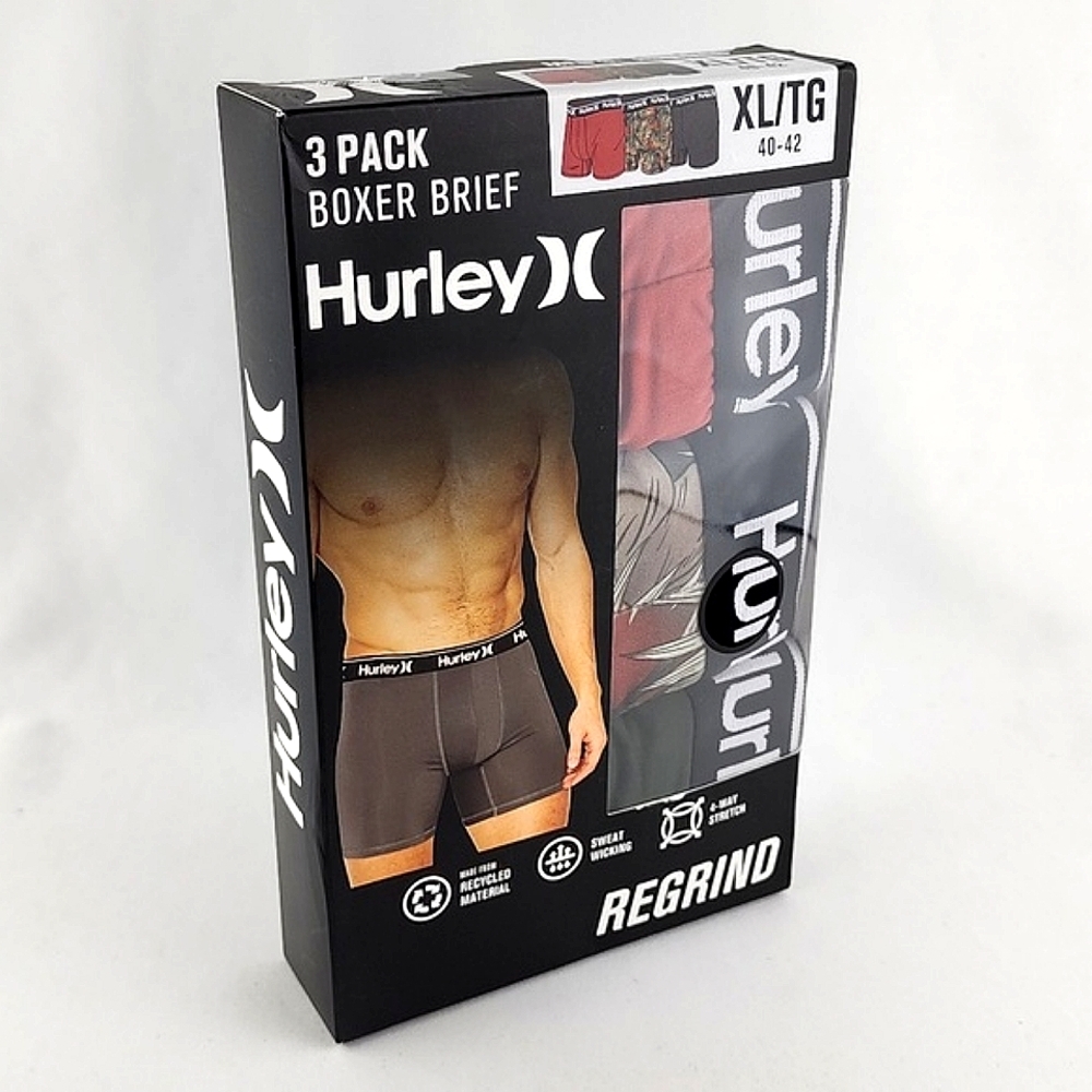 Hurley 3 Pack  Boxer Briefs Red Green Tropical Size XL 40-42